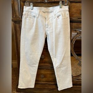 7 For All Mankind cream white crop straight leg jean spring summer casual ankle